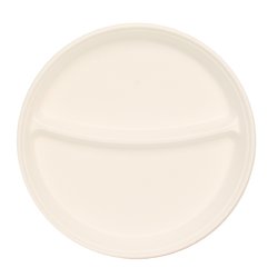 Bagasse Menüteller rund weiß 2-geteilt Ø 21,5 x 2,5 cm