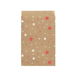 Geschenkflachbeutel Sterne rot-weiß 7x9+2cm Klappe