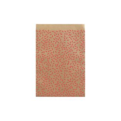 Geschenkflachbeutel Blätter rot 9,5x14+2cm Klappe