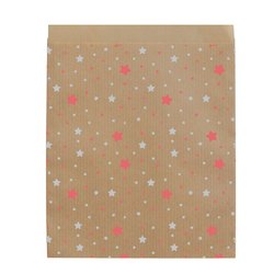 Geschenkflachbeutel Sterne rot-weiß 16x18,5+2cm Klappe