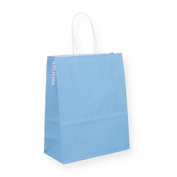 Papiertaschen blau 18+8x22cm mit gedrehten Kordeln   