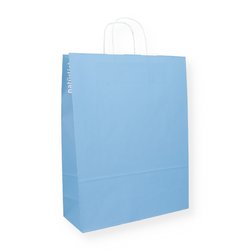 Papiertaschen blau 32+12x41cm mit gedrehten Kordelgriffen