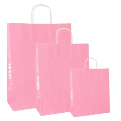 Papiertaschen Recyclingpapier rosa 18+8x22cm mit Papierkordeln