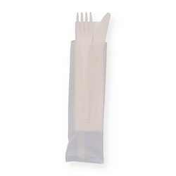 CPLA Premium Mehrweg Besteckset weiß Messer/Gabel/Serviette
